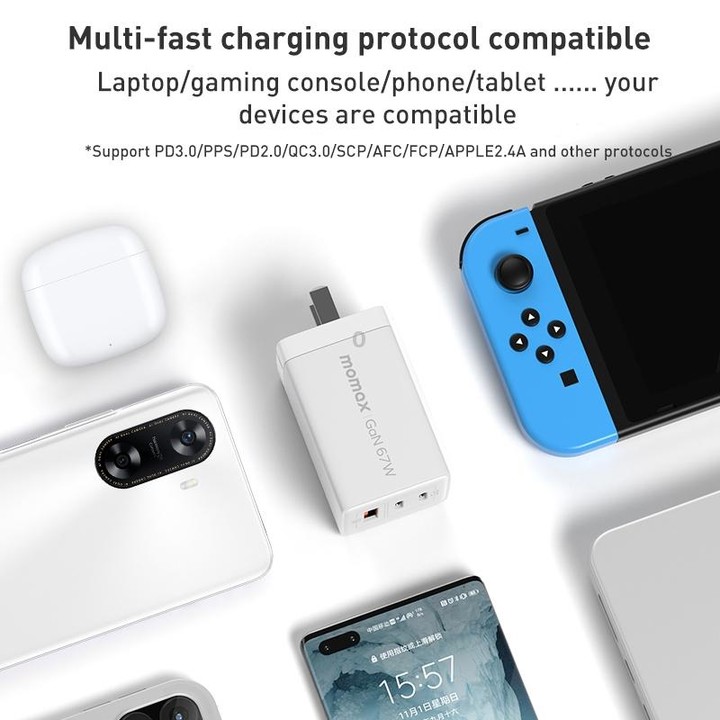MOMAX UM30 PD 67W Fast Charger Power Adapter, UK Plug(White)