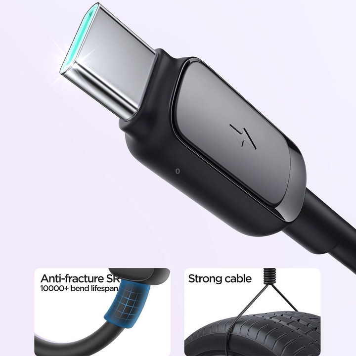 JOYROOM S-AC027A14 Multi-Color Series 3A USB to USB-C / Type-C Fast Charging Data Cable, Length:1.2m(Black)