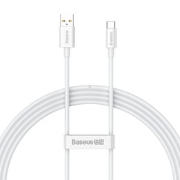 Baseus P10320102214-02 100W USB to USB-C / Type-C Fast Charging Data Cable, Length: 1.5m(White)