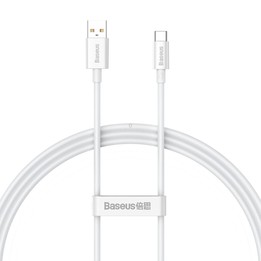 Baseus P10320102214-01 100W USB to USB-C / Type-C Fast Charging Data Cable, Length: 1m(White)