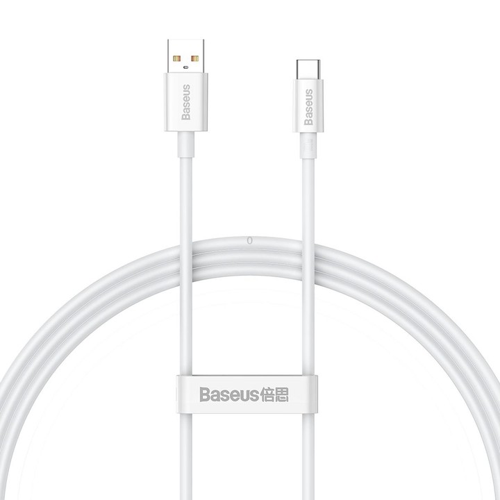 Baseus P10320102214-01 100W USB to USB-C / Type-C Fast Charging Data Cable, Length: 1m(White)