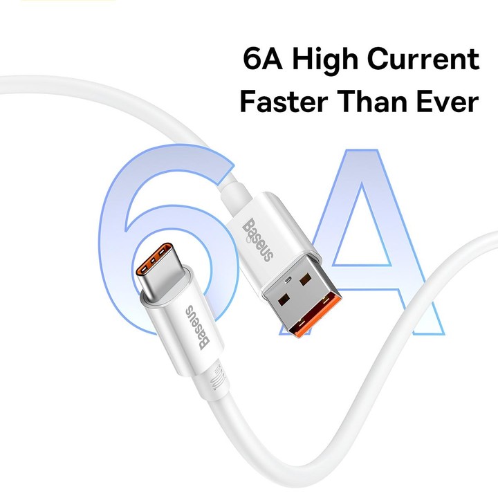 Baseus P10320102214-03 100W USB to USB-C / Type-C Fast Charging Data Cable, Length: 2m(White)
