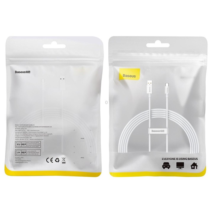 Baseus P10320102214-03 100W USB to USB-C / Type-C Fast Charging Data Cable, Length: 2m(White)