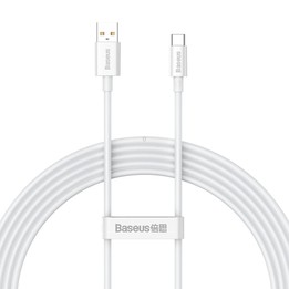 Baseus P10320102214-03 100W USB to USB-C / Type-C Fast Charging Data Cable, Length: 2m(White)