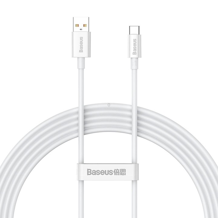 Baseus P10320102214-03 100W USB to USB-C / Type-C Fast Charging Data Cable, Length: 2m(White)