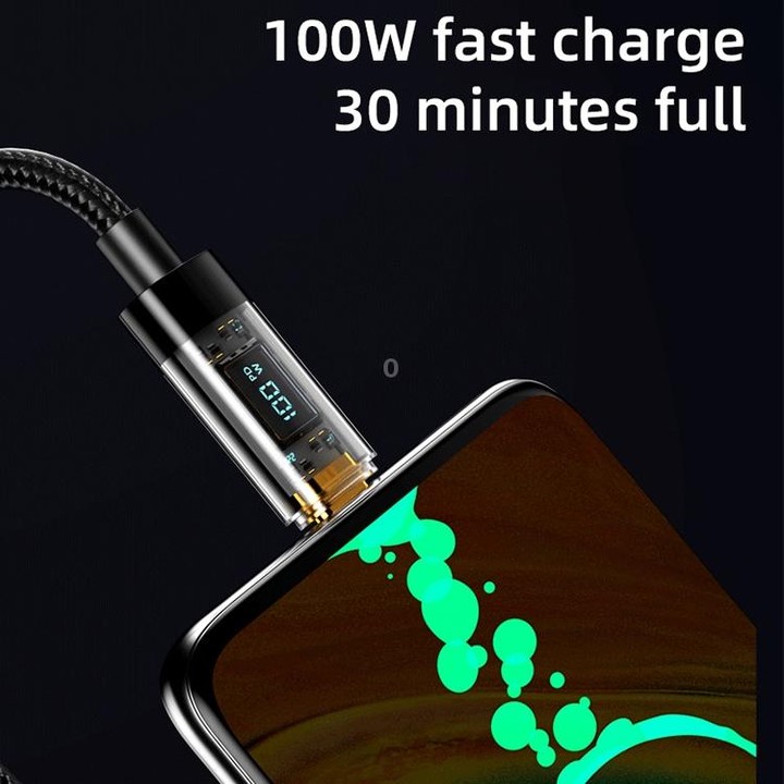 Mutural Li-CC006 1.2m 100W Transparent Digital Display USB-C / Type-C to Type-C Charging Data Cable