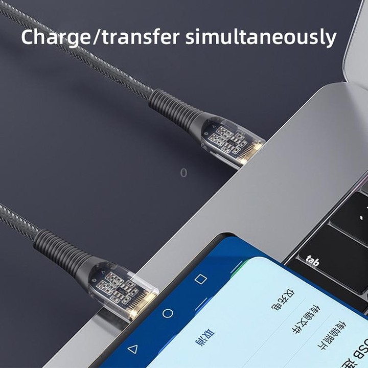Mutural Li-CC011 1.2m 66W Transparent USB to Type-C Charging Data Cable