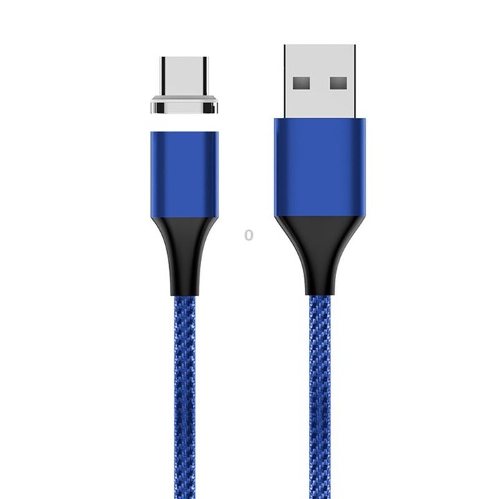 M11 3A USB to USB-C / Type-C Nylon Braided Magnetic Data Cable, Cable Length: 2m (Blue)
