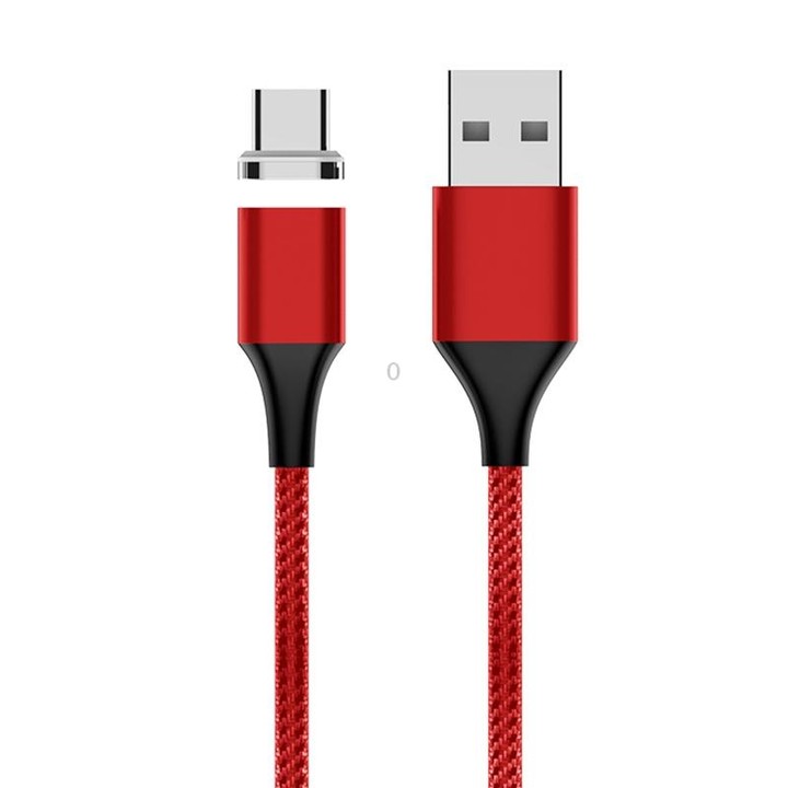 M11 3A USB to USB-C / Type-C Nylon Braided Magnetic Data Cable, Cable Length: 2m (Red)