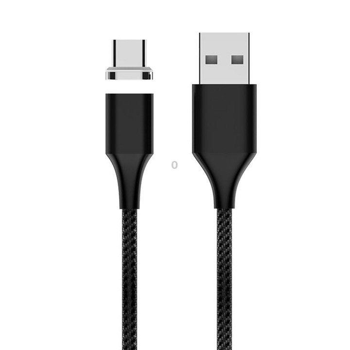 M11 5A USB to USB-C / Type-C Nylon Braided Magnetic Data Cable, Cable Length: 2m (Black)