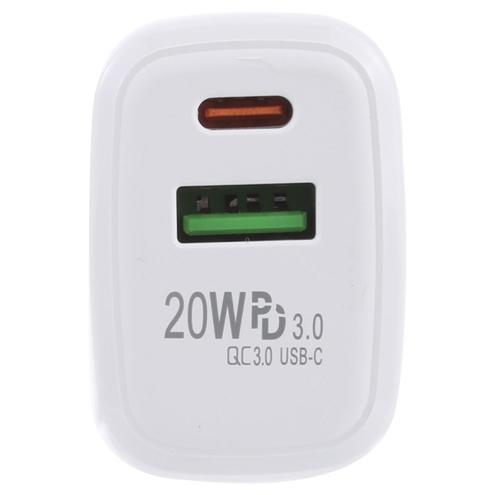 LZ-215A+C 20W QC 3.0 USB + PD 3.0 USB-C / Type-C Fast Charging Travel Charger, US Plug