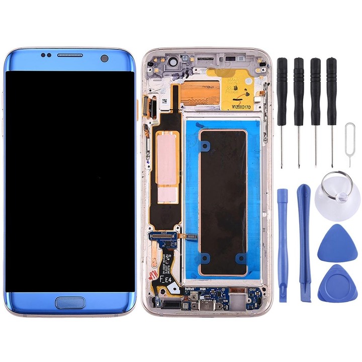 Original LCD Screen and Digitizer Full Assembly with Frame & Charging Port Board & Volume Button & Power Button for Galaxy S7 Ed