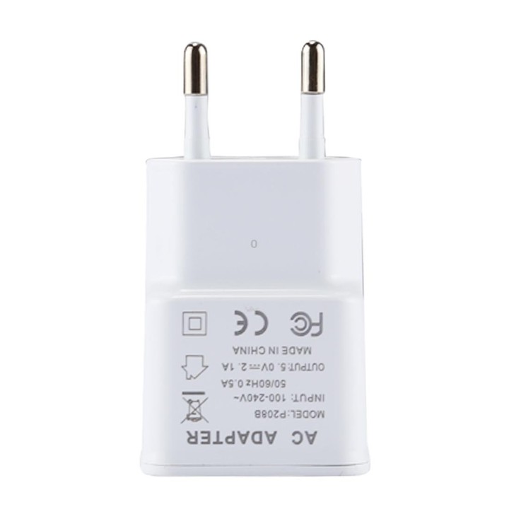 5V 2.1A Intelligent Identification USB Charger with 1m USB to USB-C / Type-C Charging Cable, EU Plug(White)