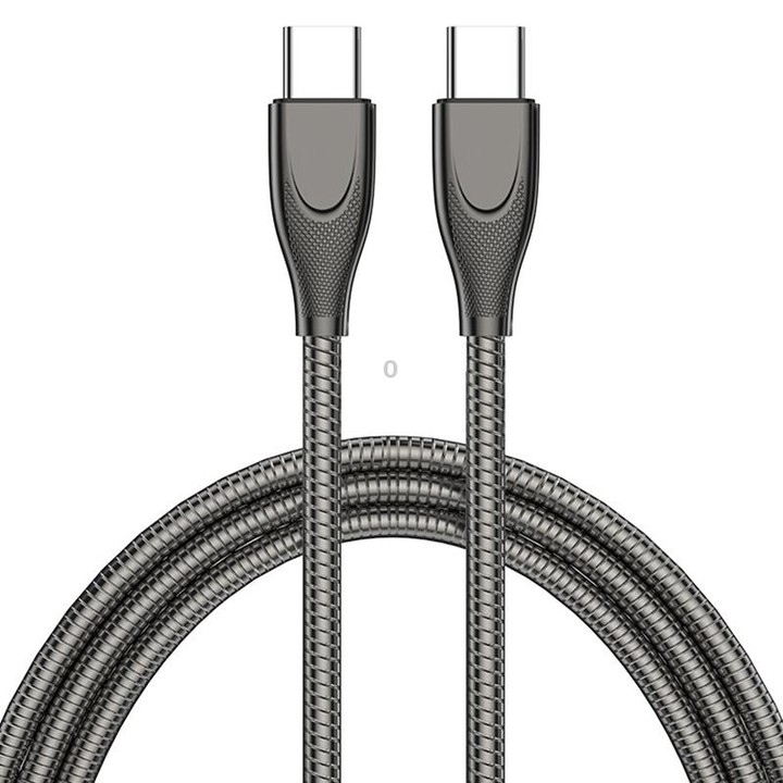 ADC-009 USB-C / Type-C to USB-C / Type-C Zinc Alloy Hose Fast Charging Data Cable, Cable Length: 1m(Gun Metal)