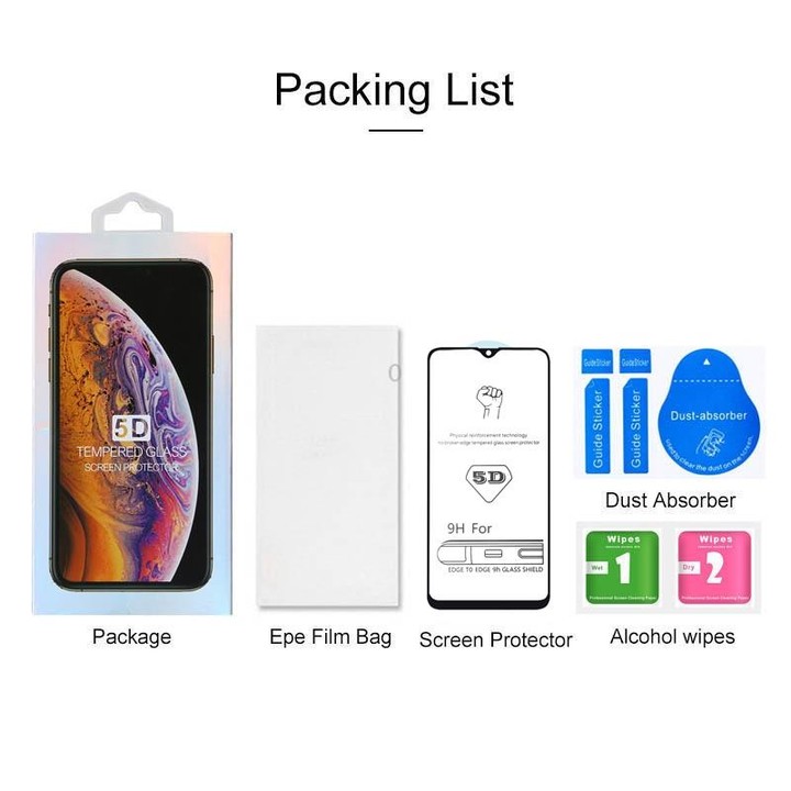 9H 5D Full Glue Full Screen Tempered Glass Film for Galaxy A10 / M10