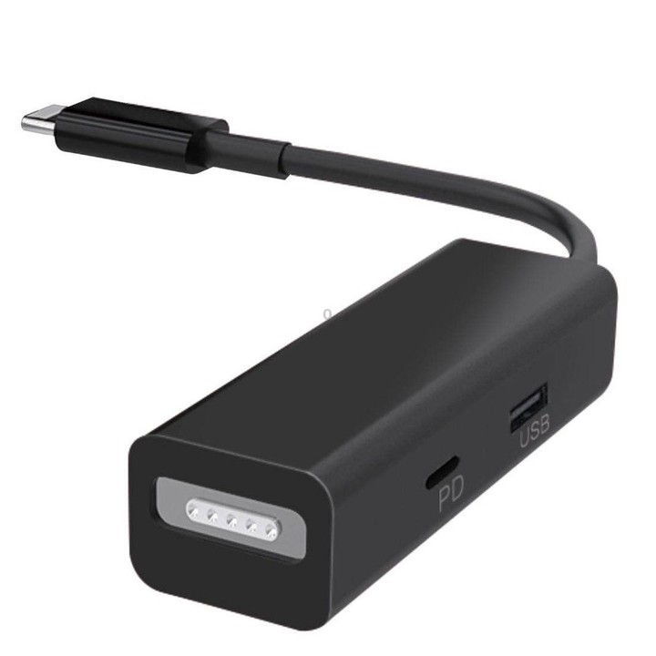 3 in 1 MagSafe 1 / 2 + PD Port + USB to USB-C / Type-C Converter Adapter (Black)