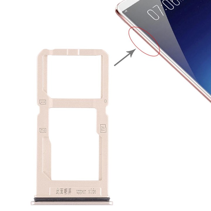 For Vivo X20 Plus SIM Card Tray + SIM Card Tray / Micro SD Card Tray (Gold)