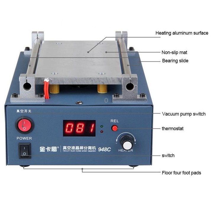 Kaisi 948C 7 inch LCD Touch Screen Separator Machine Vacuum Pump segregator, US Plug