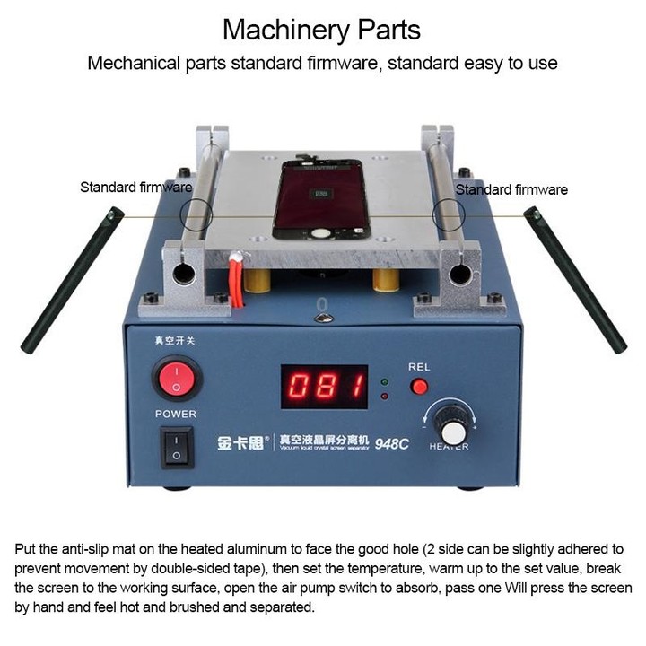 Kaisi 948C 7 inch LCD Touch Screen Separator Machine Vacuum Pump segregator, US Plug