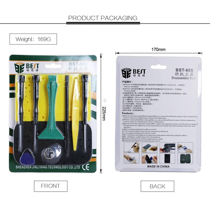 10 in 1 BEST BST-605 Tool Kit Disassemble Opening Tools For iPhone 3 / 4 / 4S / 5