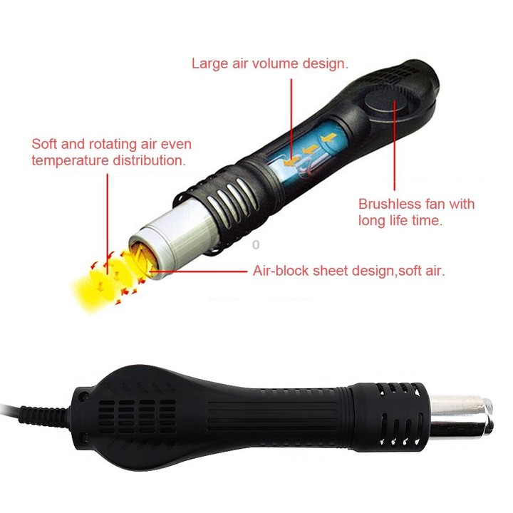 Kaisi K-858D SMD Hot-Air Soldering Station LED Digital Display Support Controllable Temperature for Desoldering + Air Nozzles, E