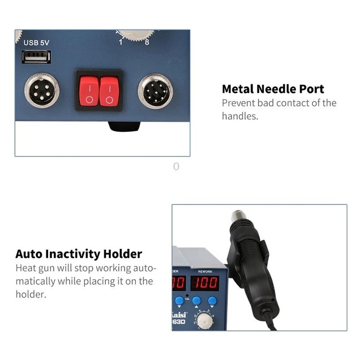 Kaisi K-863D 3 in 1 Hot Air Gun Soldering Station SMD Rework Station With 3A DC Power Supply for Phone PCB Welding Repair Machin