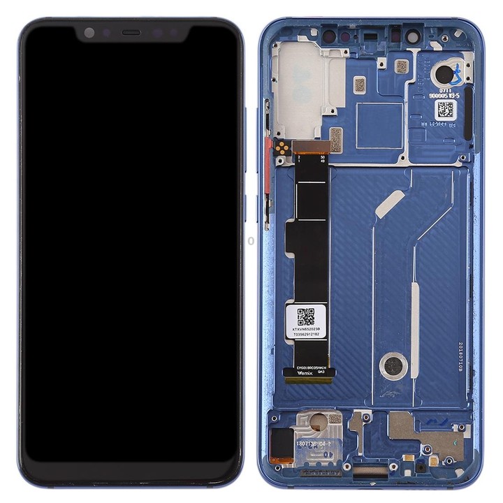 LCD Screen and Digitizer Full Assembly with Frame & Side Keys for Xiaomi Mi 8(Blue)