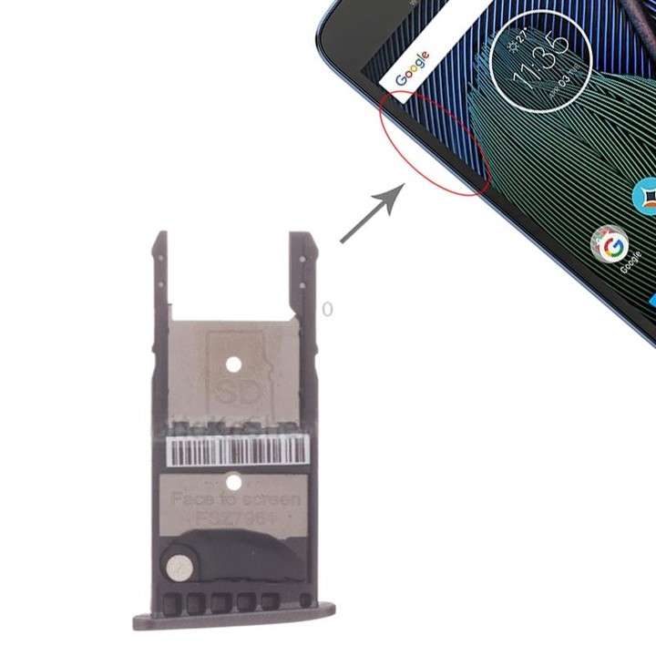 SIM Card Tray + Micro SD Card Tray for Motorola Moto G5 Plus (Black)
