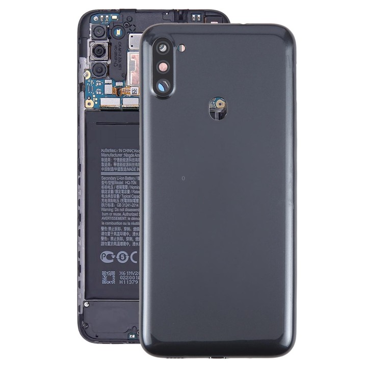 For Samsung Galaxy A11 SM-A115F Battery Back Cover with Camera Lens Frame (Black)