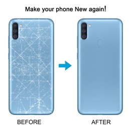 For Samsung Galaxy A11 SM-A115F Battery Back Cover with Camera Lens Frame(Blue)