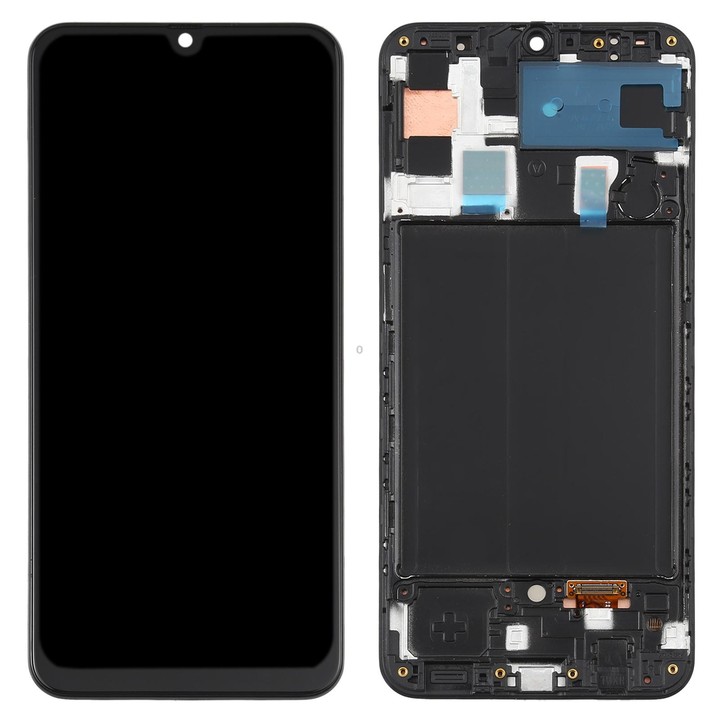 Original Super AMOLED LCD Screen for Galaxy A50 Digitizer Full Assembly with Frame(Black)