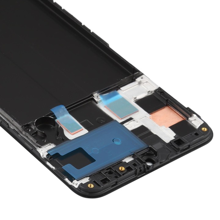 Original Super AMOLED LCD Screen for Galaxy A50 Digitizer Full Assembly with Frame(Black)