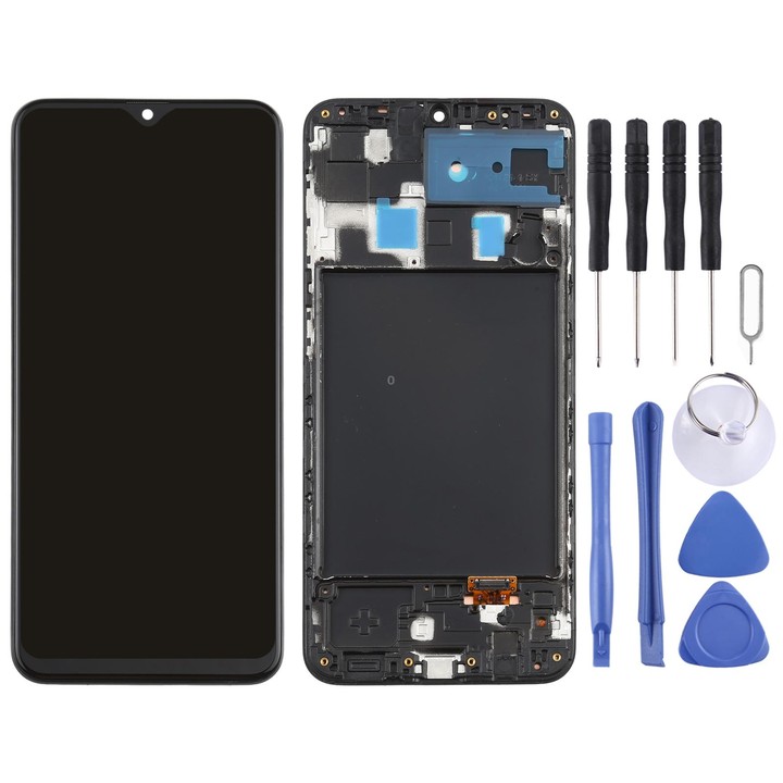 Original Super AMOLED LCD Screen for Galaxy A20 Digitizer Full Assembly with Frame