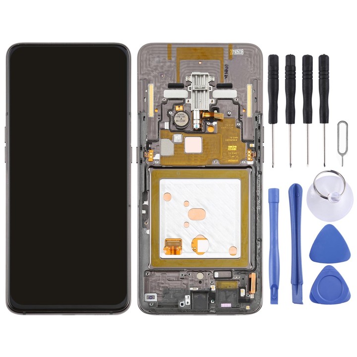 Original Super AMOLED LCD Screen for Galaxy A80 Digitizer Full Assembly with Frame (Black)