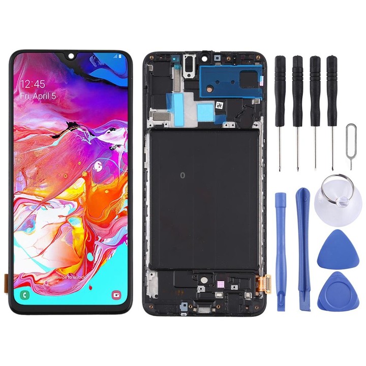 TFT LCD Screen for Samsung Galaxy A70 Digitizer Full Assembly with Frame, Not Supporting Fingerprint Identification (Black)