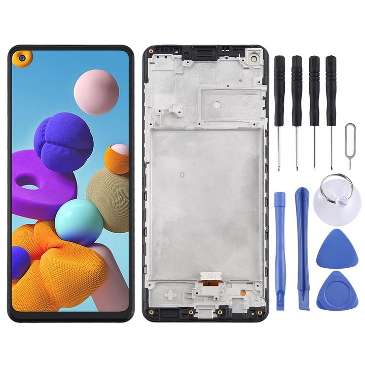 OEM LCD Screen for Samsung Galaxy A21s / SM-A217 Digitizer Full Assembly with Frame (Black)