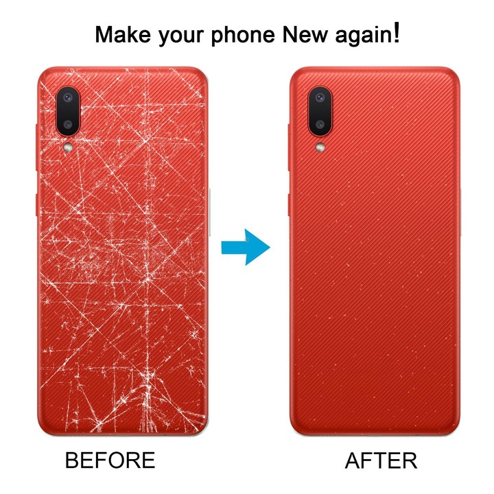 For Samsung Galaxy A02 Battery Back Cover with Camera Lens Frame (Red)