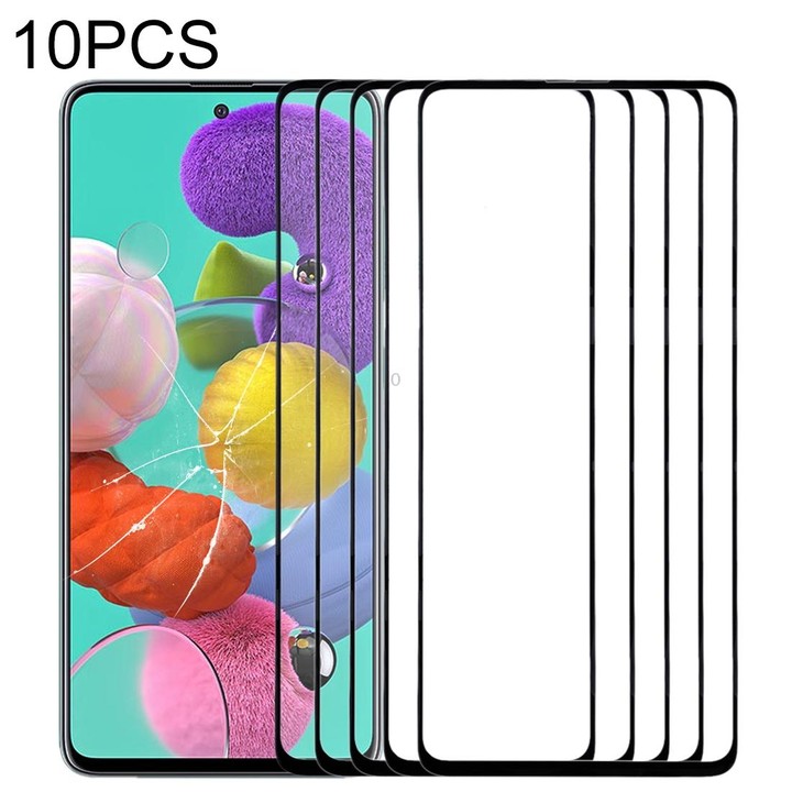 For Samsung Galaxy A51 10pcs Front Screen Outer Glass Lens (Black)