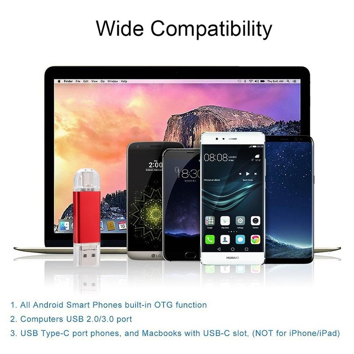 16GB 3 in 1 USB-C / Type-C + USB 2.0 + OTG Flash Disk, For Type-C Smartphones & PC Computer(Red)