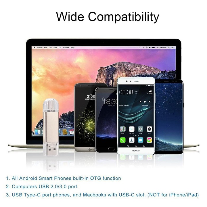 64GB 3 in 1 USB-C / Type-C + USB 2.0 + OTG Flash Disk, For Type-C Smartphones & PC Computer (Gold)
