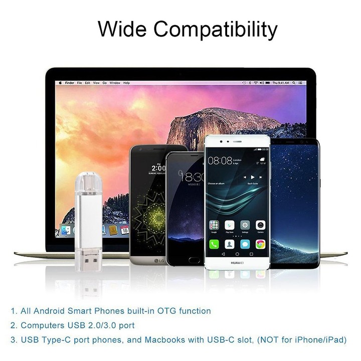 128GB 3 in 1 USB-C / Type-C + USB 2.0 + OTG Flash Disk, For Type-C Smartphones & PC Computer(Silver)