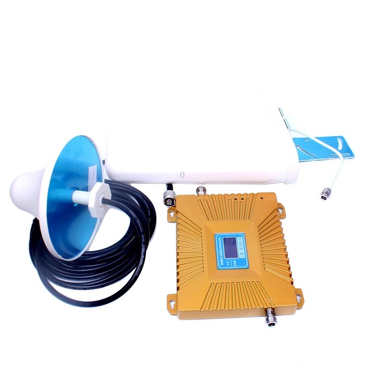 GSM900 / WCDMA2100 Mini Mobile Phone LCD Signal Repeater with Logarithm Periodic Antenna(Gold)