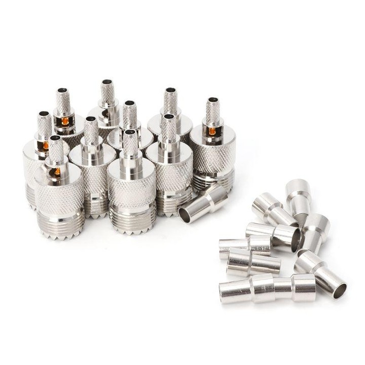 10 Sets UHF Female Jack Crimped RF Connector Coaxial Adapter for 5mm RG58 RG142 / 3D-FB Cable