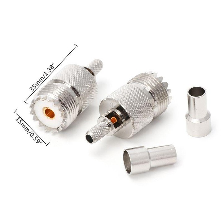 10 Sets UHF Female Jack Crimped RF Connector Coaxial Adapter for 5mm RG58 RG142 / 3D-FB Cable