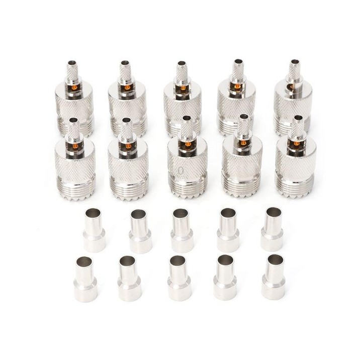 10 Sets UHF Female Jack Crimped RF Connector Coaxial Adapter for 5mm RG58 RG142 / 3D-FB Cable