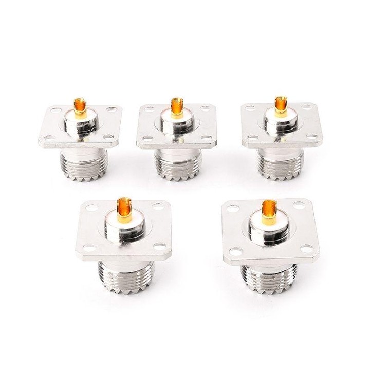 5 PCS UHF SO239 Female Flange Panel Chassis Cover Mount Adapter