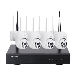 ESCAM WNK714 3.0 Million Pixels 4-channel HD Dome Camera NVR Wireless Monitoring Kit, US Plug