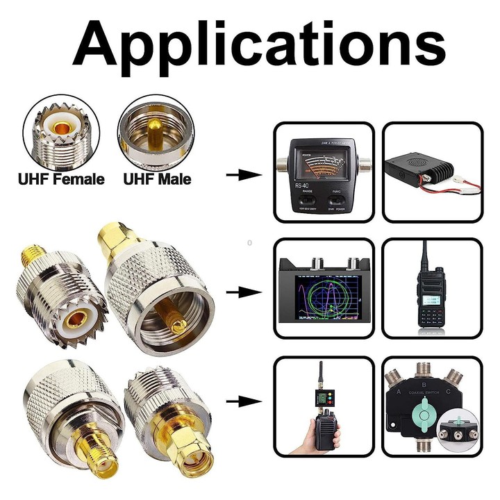 4 in 1 UHF To SMA RF Coaxial Connector Adapter