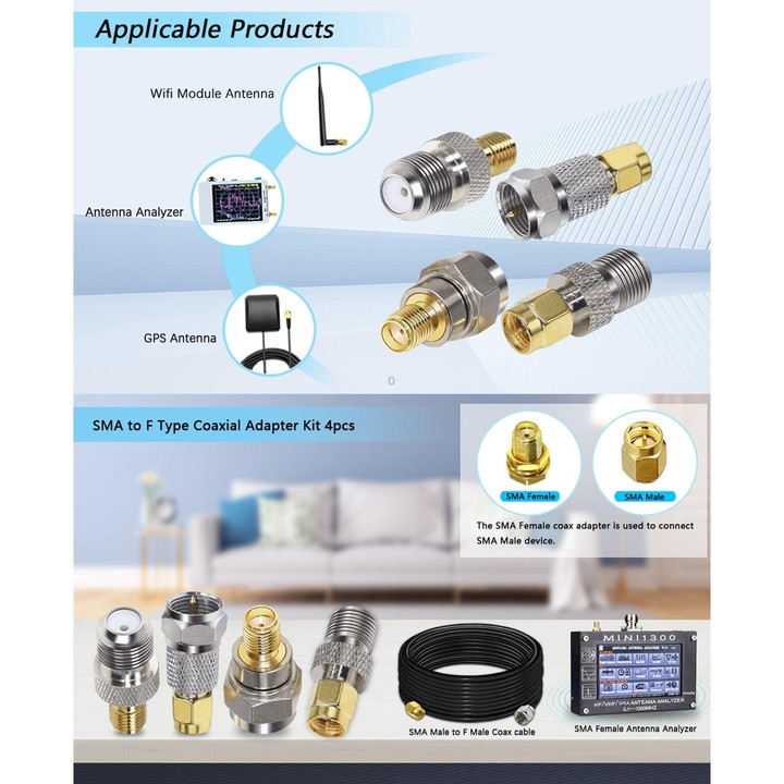4 in 1 F To SMA RF Coaxial Connector Adapter