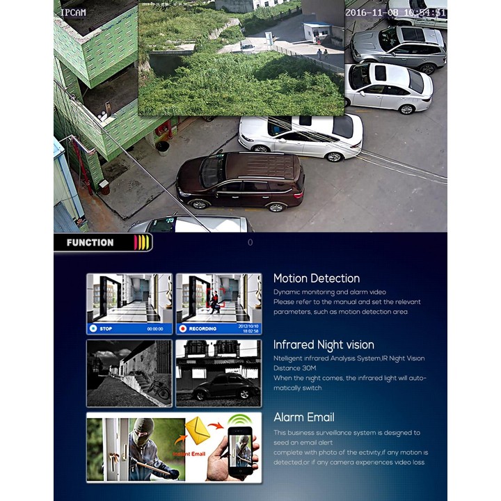 A2B5 720P 1.0 Mega Pixel 2 x Bullet AHD Cameras AHD DVR Kit, Support Night Vision / Motion Detection, IR Distance: 20m(Black)